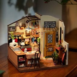 image-Rolife Happy Kitchen Dollhouse Minature House DIY Wooden Puzzle With LED Light