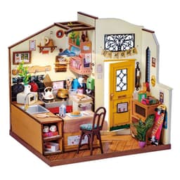image-Rolife Happy Kitchen Dollhouse Minature House DIY Wooden Puzzle With LED Light