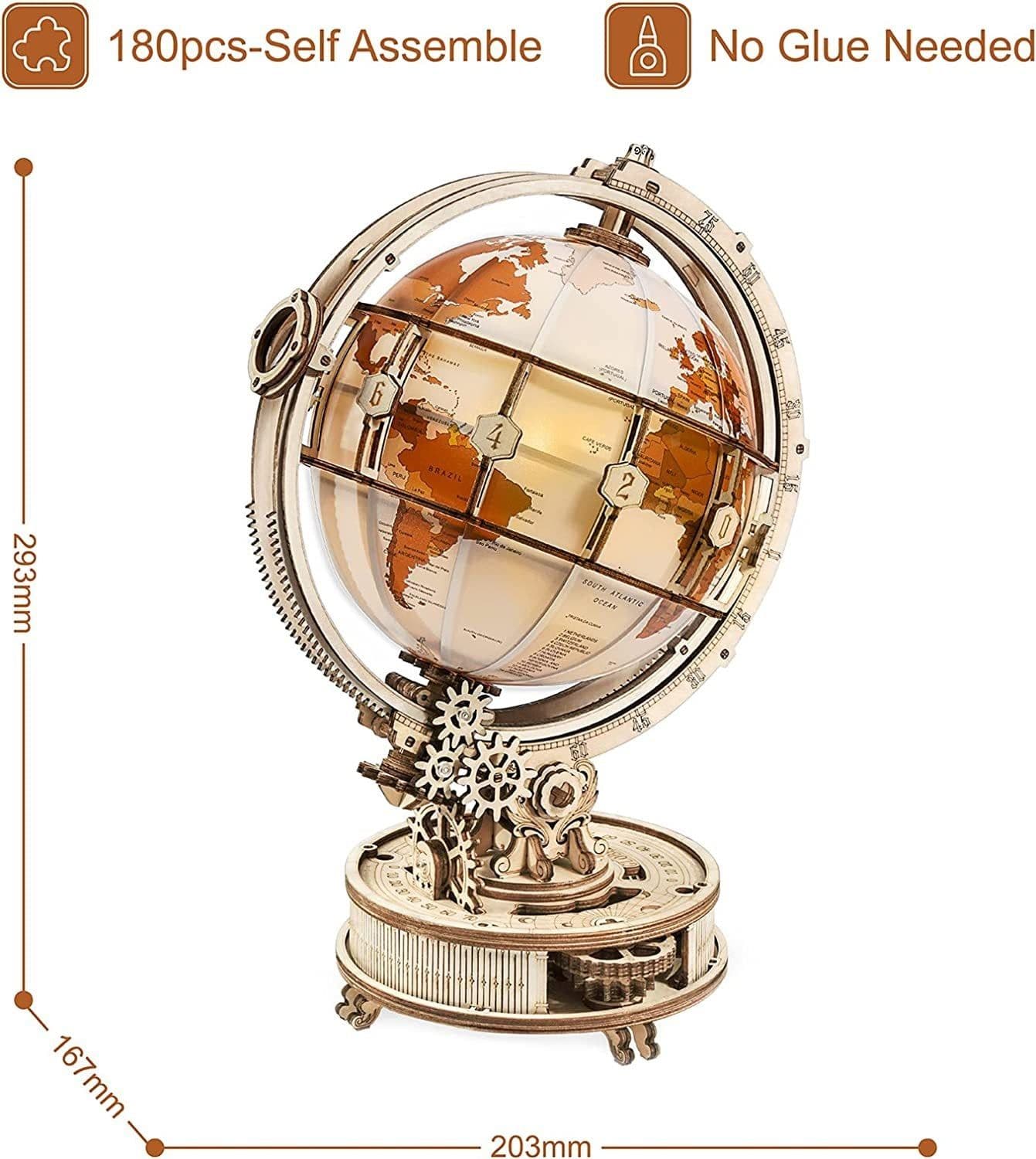 image-Rokr Luminous Globe 3D Wooden Hot Selling 180PCS Model Building Block Kits Toy