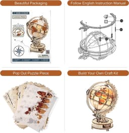 image-Rokr Luminous Globe 3D Wooden Hot Selling 180PCS Model Building Block Kits Toy