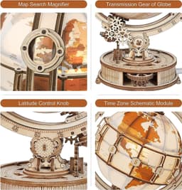 image-Rokr Luminous Globe 3D Wooden Hot Selling 180PCS Model Building Block Kits Toy