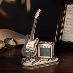 image-Robotime ROKR Electric Guitar Model Gift For Kids Assembly Creative Toys Building Block Set 3D Wooden Puzzle - TG605K