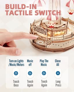 image-Robotime Rokr Parachute Tower DIY Music Box Building Block Amusement Park Series For Kids Adults Easy Assembly 3D Wooden Puzzle