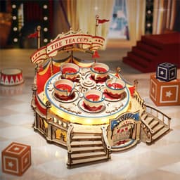 image-Robotime RokrTilt-A-Whirl DIY Music Box Building Block Amusement Park Series For Kids Adults Easy Assembly 3D Wooden Puzzle EA04