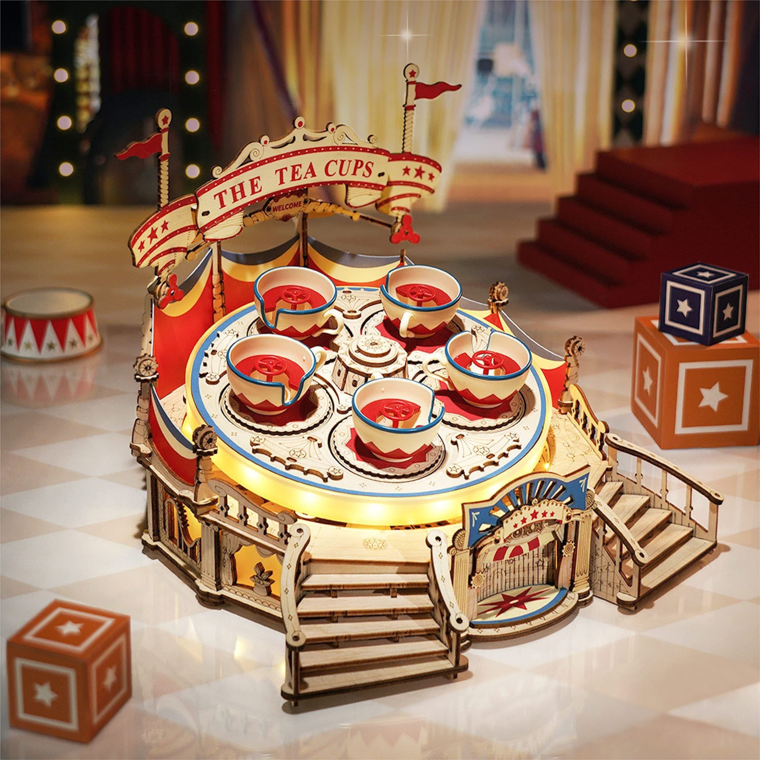 image-Robotime RokrTilt-A-Whirl DIY Music Box Building Block Amusement Park Series For Kids Adults Easy Assembly 3D Wooden Puzzle EA04
