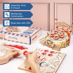 image-Robotime RokrTilt-A-Whirl DIY Music Box Building Block Amusement Park Series For Kids Adults Easy Assembly 3D Wooden Puzzle EA04