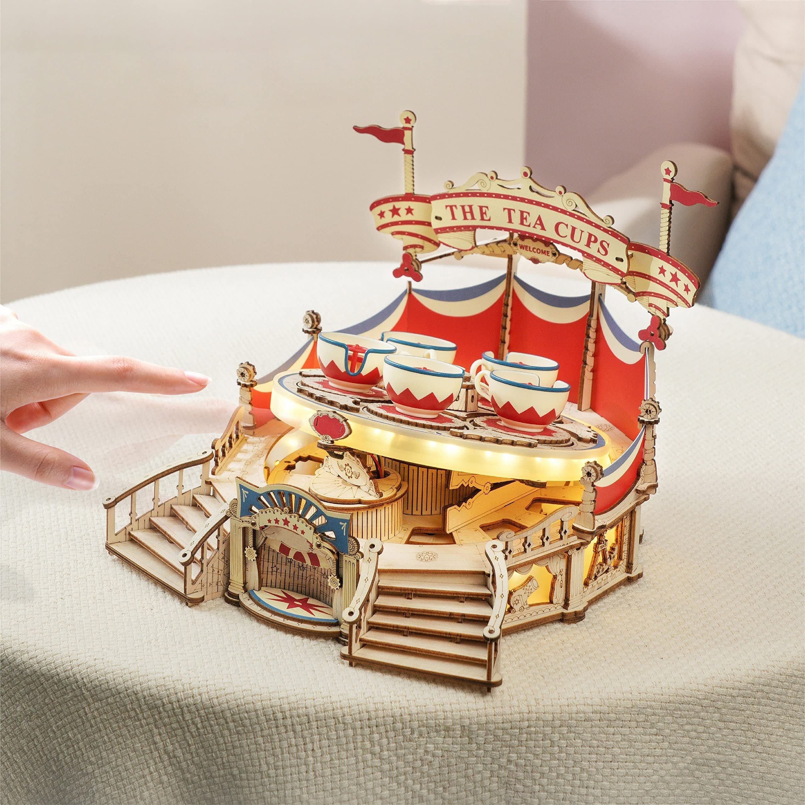 image-Robotime RokrTilt-A-Whirl DIY Music Box Building Block Amusement Park Series For Kids Adults Easy Assembly 3D Wooden Puzzle EA04
