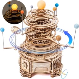 image-Robotime ROKR 316PCS Rotatable Mechanical Orrery 3D Wooden Puzzle Games Assemble Model Building Kits Toys Gift For Children Boys