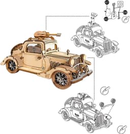 image-Robotime Rolife Vintage Car Model 3D Wooden Puzzle Toys For Chilidren Kids