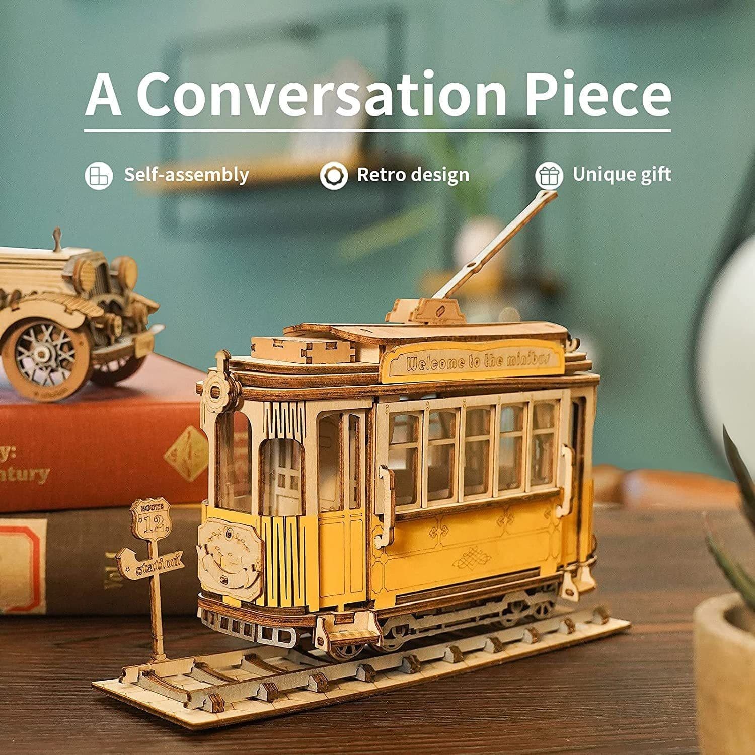 image-Robotime Rolife Vintage Car Model 3D Wooden Puzzle Toys For Chilidren Kids