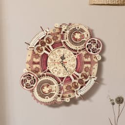 image-Robotime ROKR Time Art Zodiac Wall Clock 3D Wooden Puzzle Games Model Building Kits Toys For Children Kids