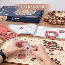 image-Robotime ROKR Time Art Zodiac Wall Clock 3D Wooden Puzzle Games Model Building Kits Toys For Children Kids