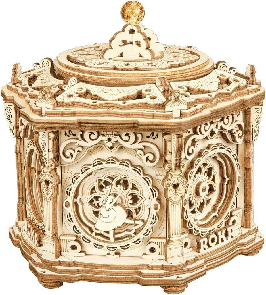 image-Robotime Rokr DIY Mechanical Music Box Kit 3D Wooden Puzzle Box For Adults Self-Assembly Building Project - Secret Garden