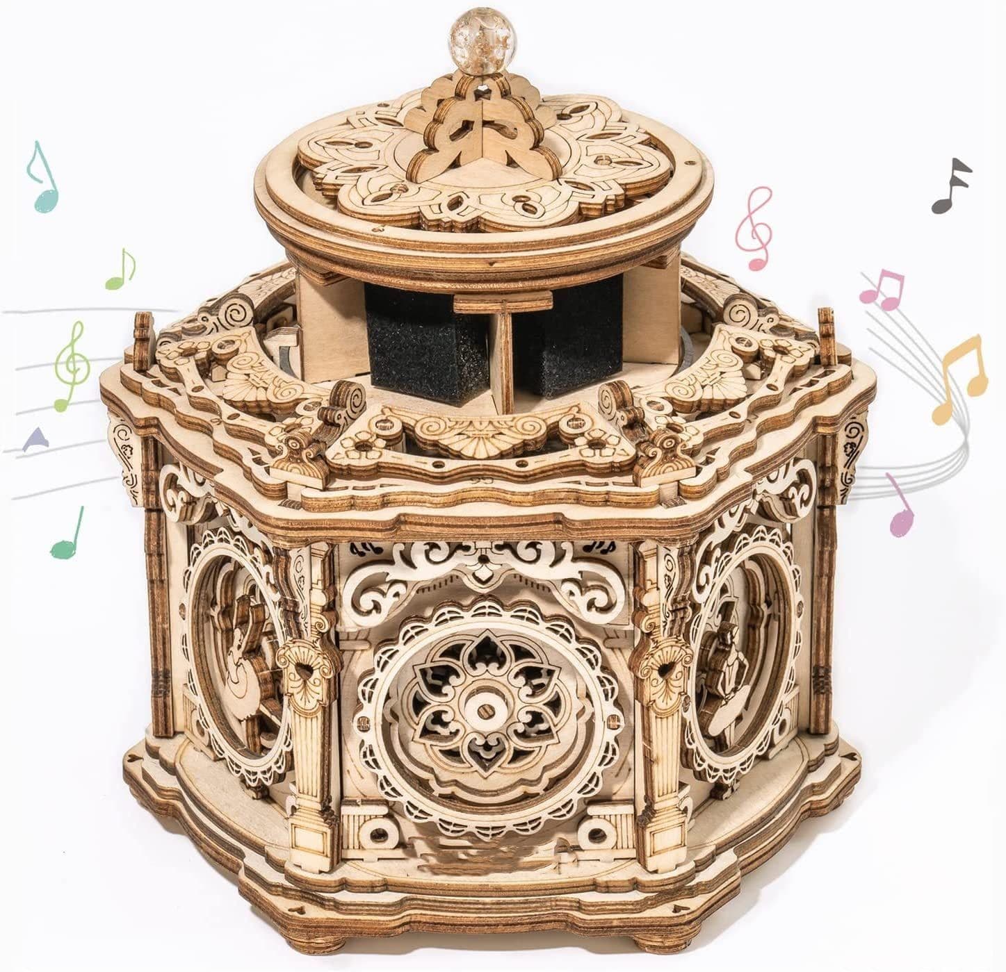 image-Robotime Rokr DIY Mechanical Music Box Kit 3D Wooden Puzzle Box For Adults Self-Assembly Building Project - Secret Garden
