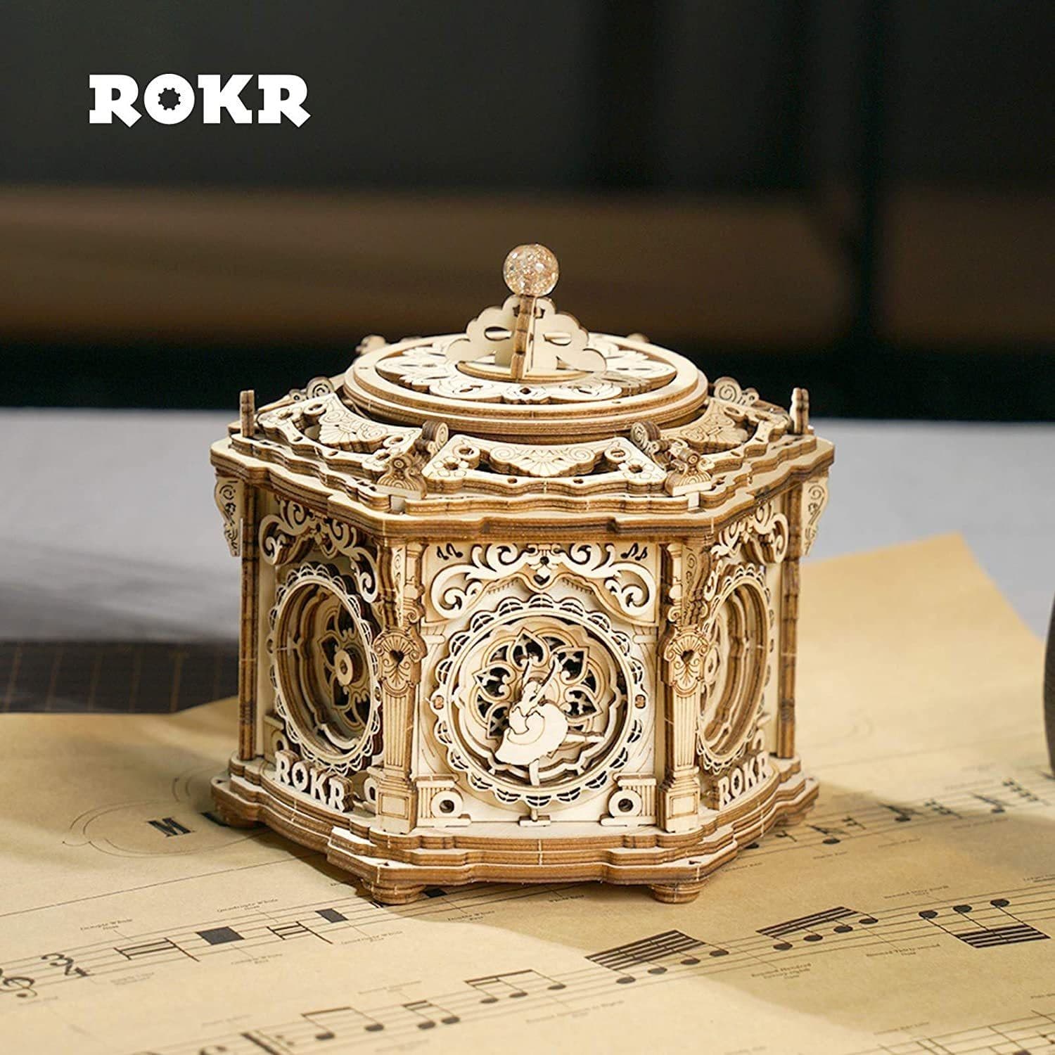 image-Robotime Rokr DIY Mechanical Music Box Kit 3D Wooden Puzzle Box For Adults Self-Assembly Building Project - Secret Garden