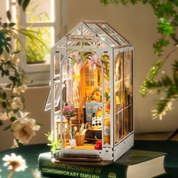 image-Robotime Rolife Garden House Book Nook Kit Book Shelf Insert Easy Assemble Toys Gifts For Kids Women Girls Home Decoration TGB06