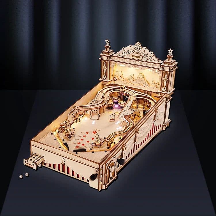 image-ROKR 3D Puzzle Pinball Machine Wooden Puzzle Brainteaser Building Toy