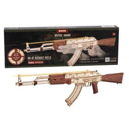 image-Rokr Automatic Rifle AK-47 Gift For Boys Wooden Puzzle Gun Double Firing Model