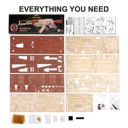 image-Rokr Automatic Rifle AK-47 Gift For Boys Wooden Puzzle Gun Double Firing Model