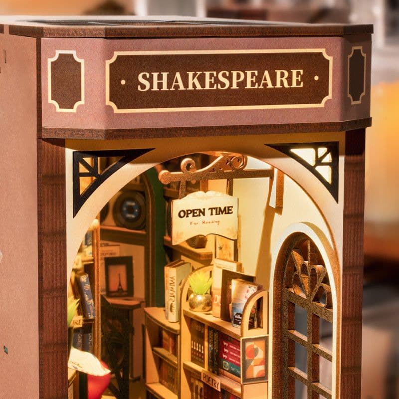 image-Rolife 3D DIY Wooden Book Nook Shiguang Bookstore With LED For Xmas Gifts