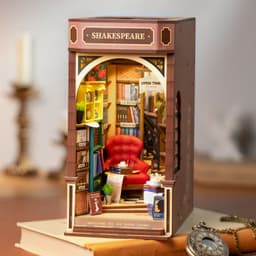 image-Rolife 3D DIY Wooden Book Nook Shiguang Bookstore With LED For Xmas Gifts