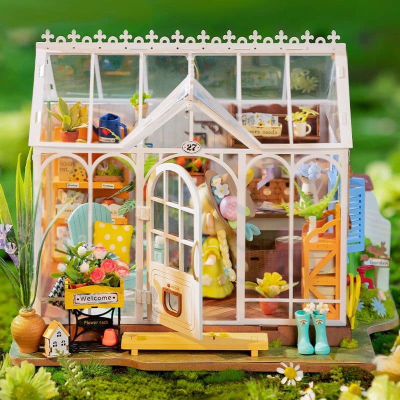 image-Rolife Mengyu Flower Minature House DIY Building Toys With LED Light For Gifts