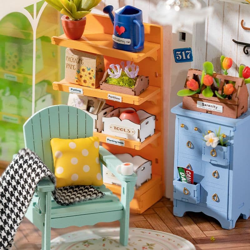 image-Rolife Mengyu Flower Minature House DIY Building Toys With LED Light For Gifts