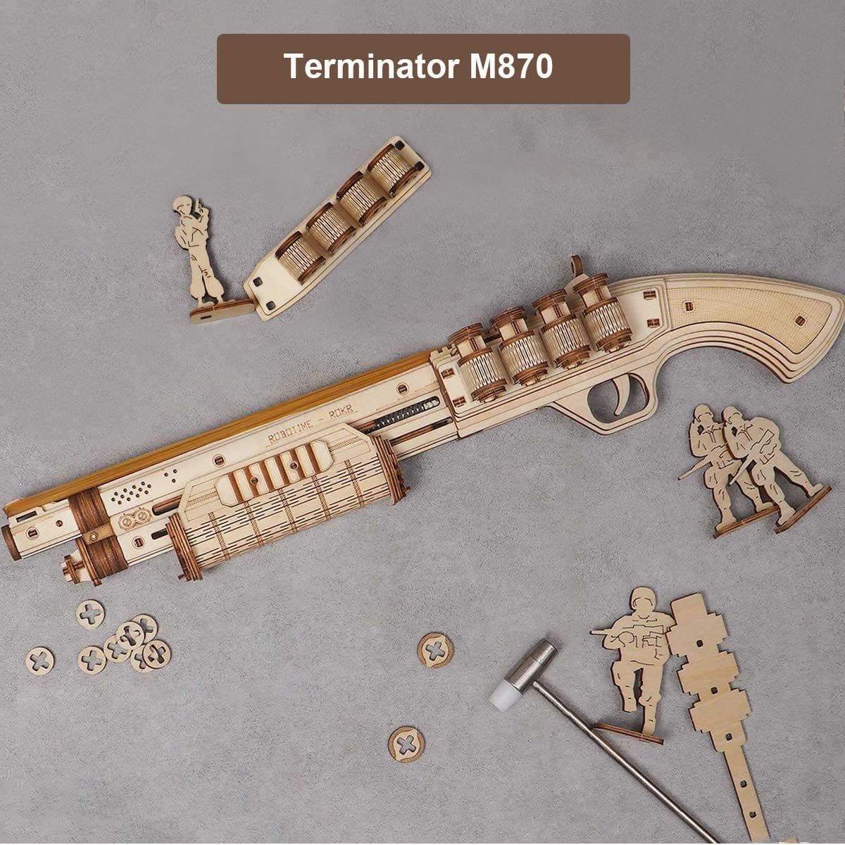 image-ROKR Wooden Puzzle Gun Toys Model DIY 3D Building Kits For Gifts