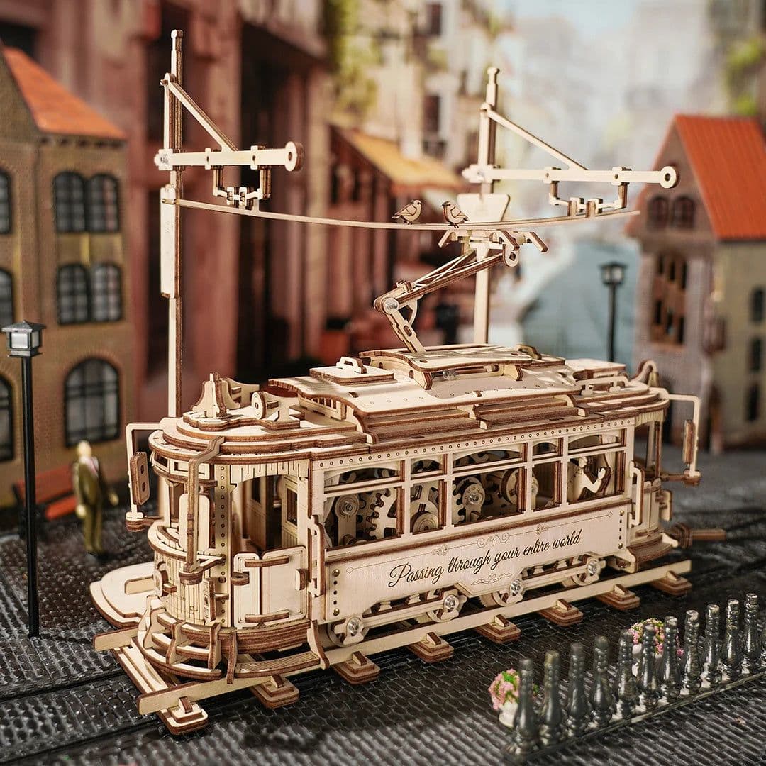image-Rokr Classic City Tram 3D Wooden Puzzle LK801 Building Toys Jigsaw For Xmas Gift