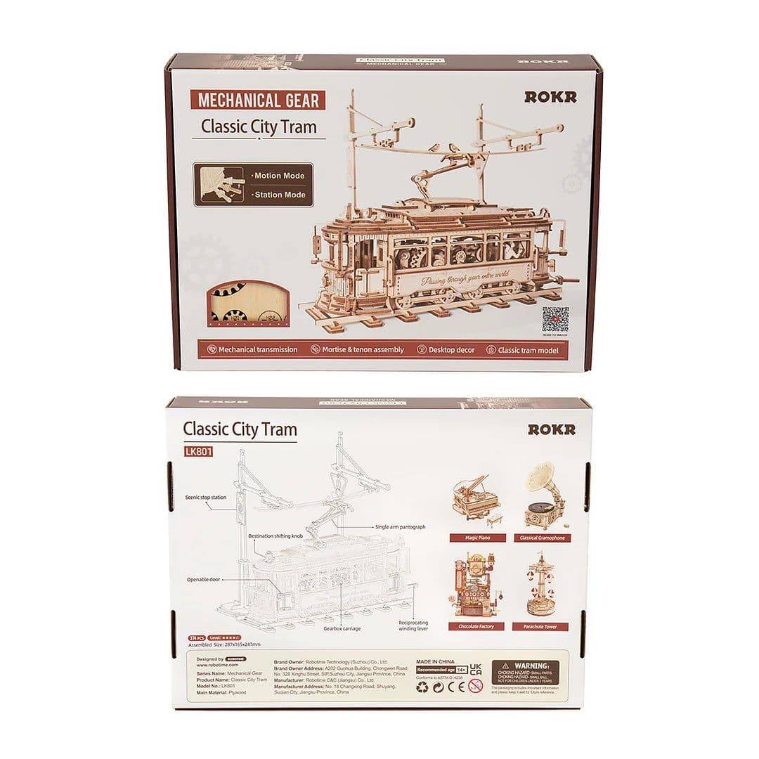 image-Rokr Classic City Tram 3D Wooden Puzzle LK801 Building Toys Jigsaw For Xmas Gift