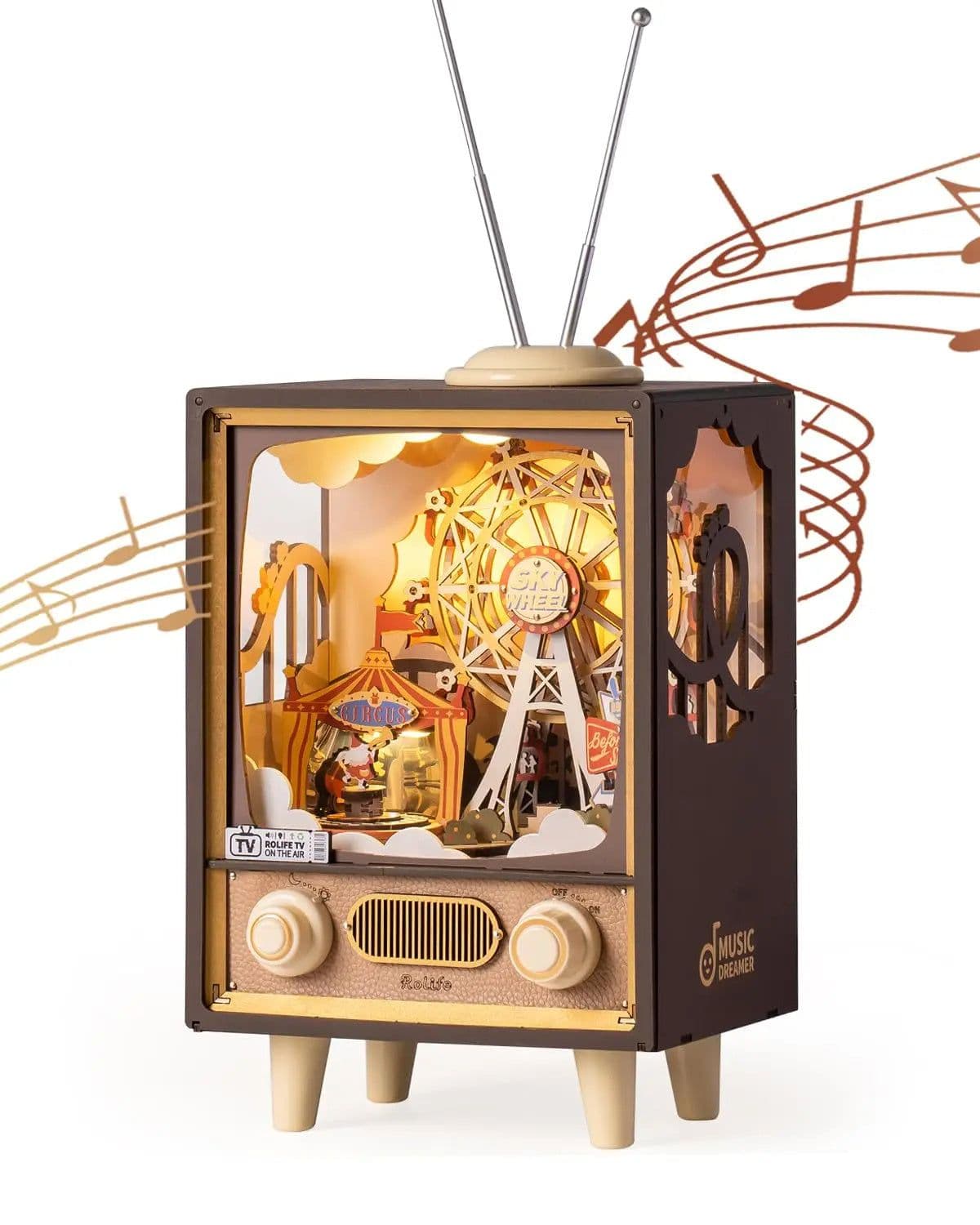 image-Robotime Rolife Sunset Carnival Music Boxes With Lights For Kids Adults Home Decoration Luxurious Design 3D Wooden Puzzle Toys