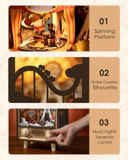 image-Robotime Rolife Sunset Carnival Music Boxes With Lights For Kids Adults Home Decoration Luxurious Design 3D Wooden Puzzle Toys