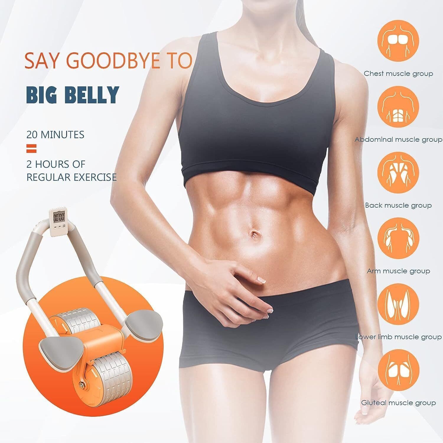 image-Abdominal Wheel Automatic Rebound Elbow Support Anti-Slip Fitness Roller Train