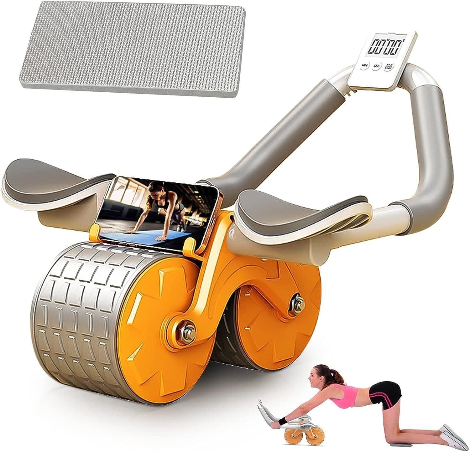 image-Abdominal Wheel Automatic Rebound Elbow Support Anti-Slip Fitness Roller Train