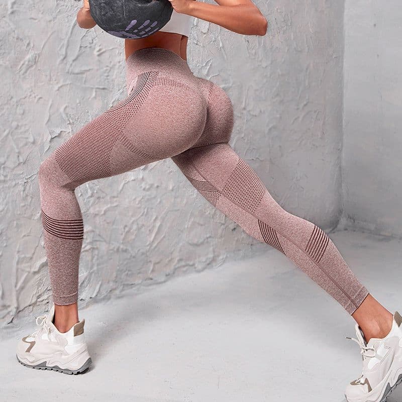 image-High Waist Seamless Yoga Pants Women's Solid Color Dot Striped Print Butt Lifting Leggings Fitness Running Sport Gym Legging Outfits