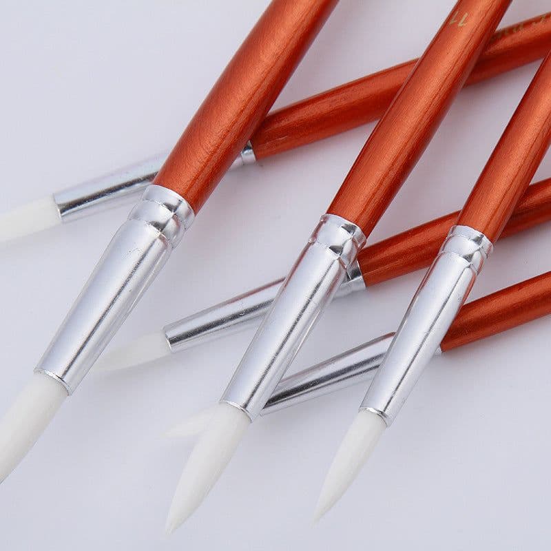 image-12Pcs Lot Round Shape Nylon Hair Wooden Handle Paint Brush Set Tool For Art School Watercolor Acrylic Painting