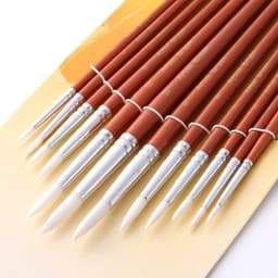 image-12Pcs Lot Round Shape Nylon Hair Wooden Handle Paint Brush Set Tool For Art School Watercolor Acrylic Painting