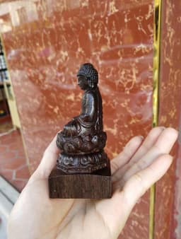 image-Pure Natural Black Wood Products Wood Carving Sakyamuni Buddha Home Office Crafts Ornaments