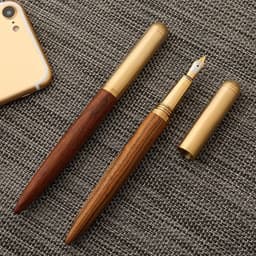 image-Brass And Sandalwood Student Writing Business Fountain Pen