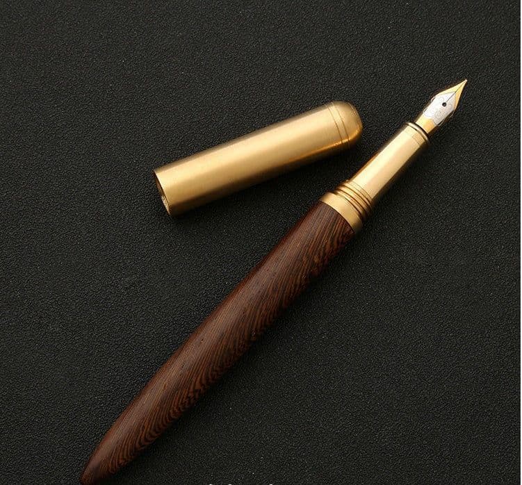 image-Brass And Sandalwood Student Writing Business Fountain Pen