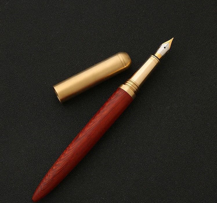image-Brass And Sandalwood Student Writing Business Fountain Pen