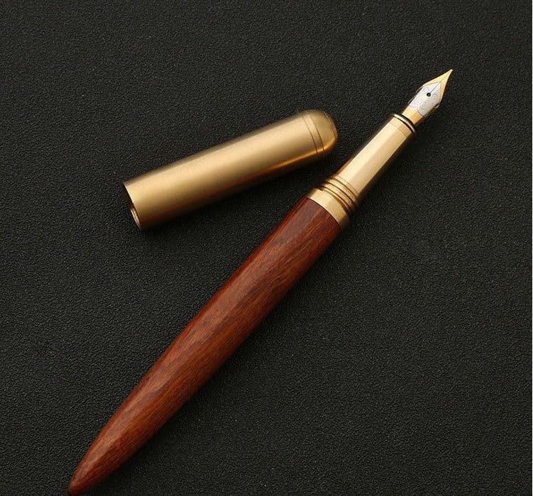 image-Brass And Sandalwood Student Writing Business Fountain Pen