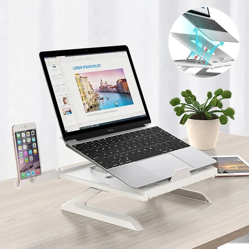 image-New Laptop Stand Multifunctional Folding Lift Portable Laptop Stand Monitor Increase Rack Aluminum Alloy Base