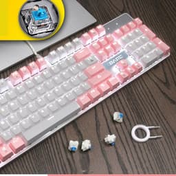 image-Girly pink mechanical keyboard 104 keys green axis black axis red axis wired
