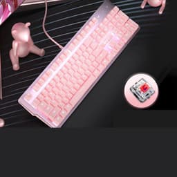 image-Girly pink mechanical keyboard 104 keys green axis black axis red axis wired