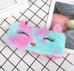 image-Laser color cat plush pencil case student stationery bag