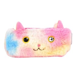image-Laser color cat plush pencil case student stationery bag