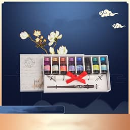 image-Pen and Ink Gift Box Wooden Dip Pen Set