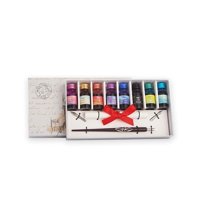image-Pen and Ink Gift Box Wooden Dip Pen Set