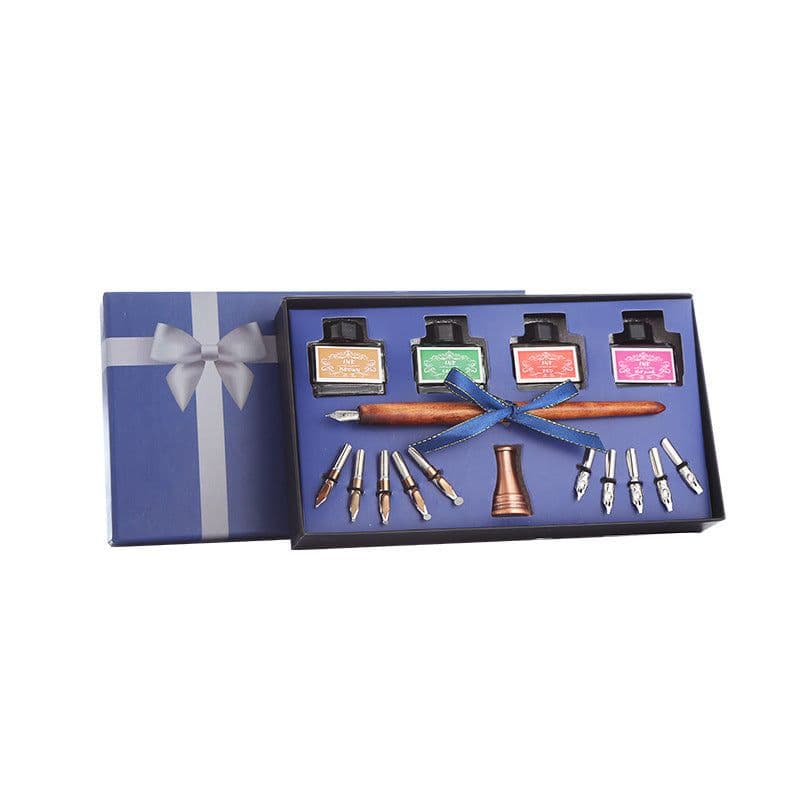 image-Pen and Ink Gift Box Wooden Dip Pen Set